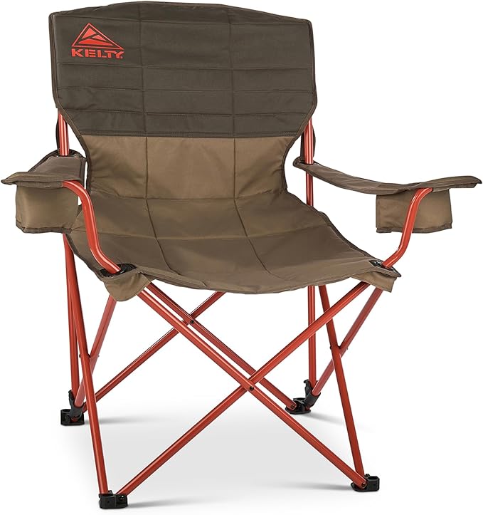 Kelty Deluxe Lounge Chair – Folding Outdoor Camp Chair, Insulated Cupholders, Customized Recline, Steel Frame, Padded Roll...