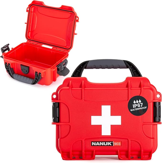 NANUK 903 Waterproof First Aid Box Empty – Durable, Medical First Aid Organizer Case, IP67-Rated, Dustproof, Impact-Resist...