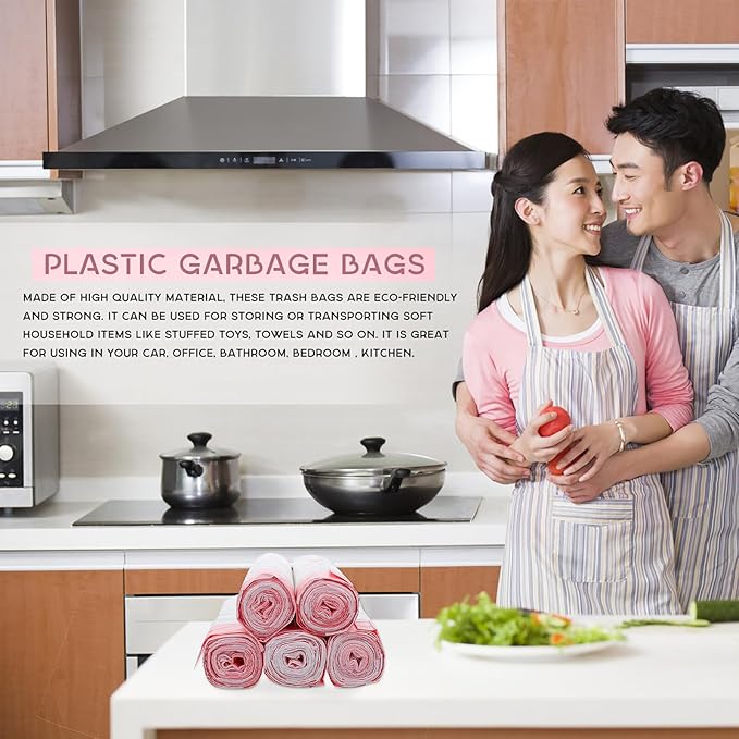 75pcs Disposable Drawstring Garbage Bags Thickened Plastic Waste Sacks for Home Kitchen Bathroom Large Capacity White Refuse Liners for Living Office