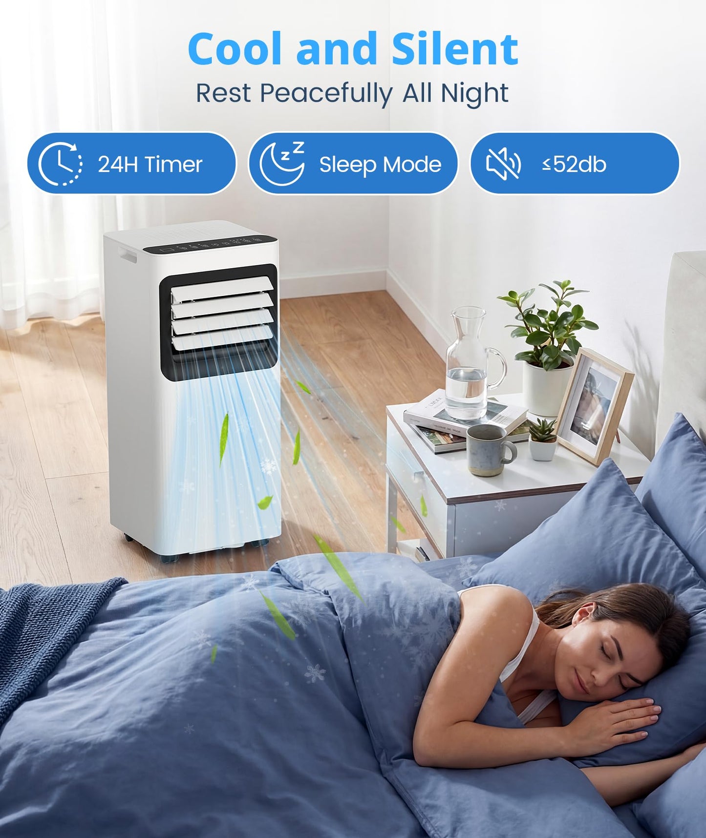 10000 BTU Portable Air Conditioner, 4-in-1 Cools 450 Sq.Ft, Quiet AC with Fan & Dehumidifier, LED Display, Remote, 24H Timer, Portable AC Units with Window Kit, for Bedroom/Office/Dorms