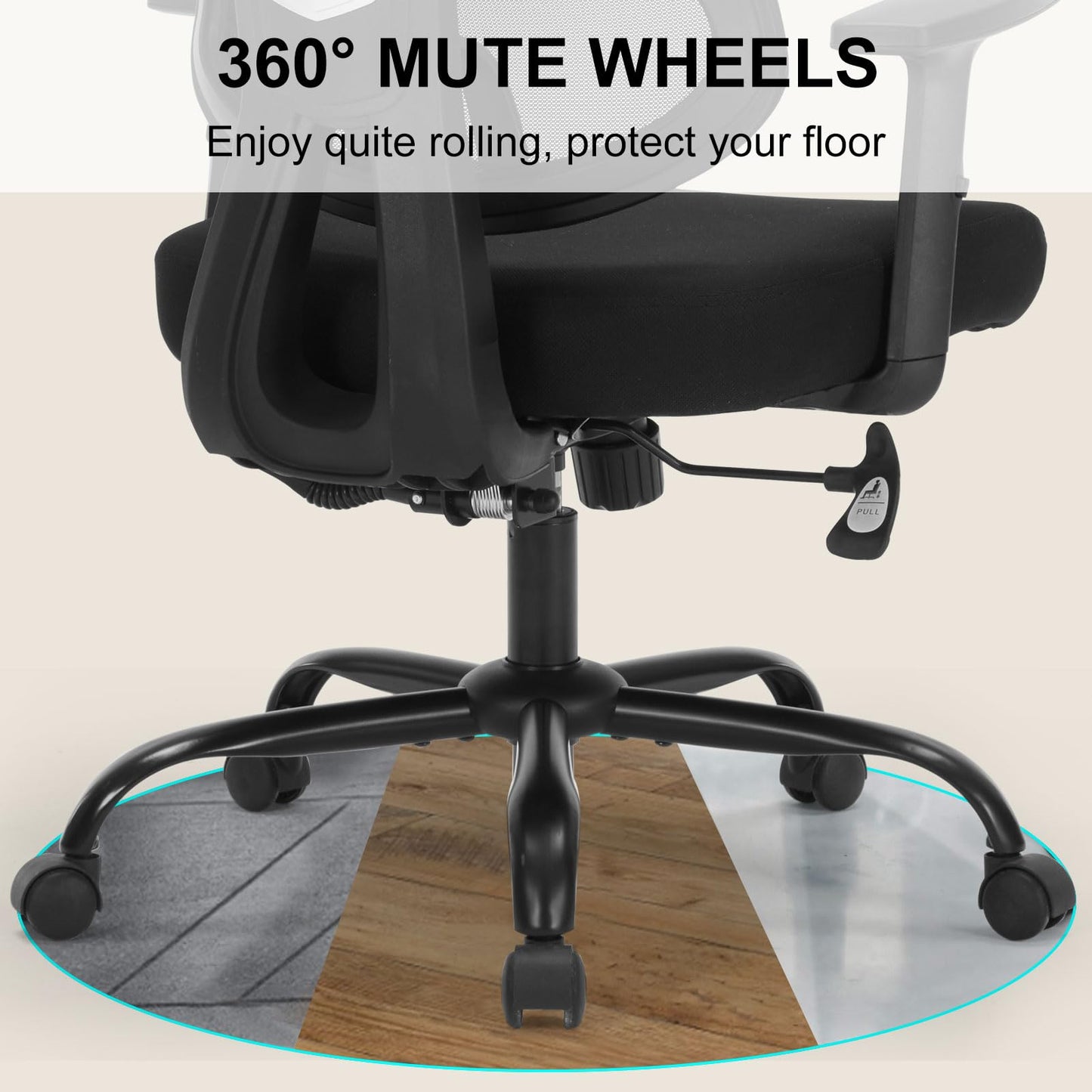 Executive Office Chair, Ergonomic High Back Mesh Desk Chair with Adjustable Height & Armrests, Lumbar Support Swivel Task Chair, 350LBS Executive Computer Chair for Home Office Study Meeting