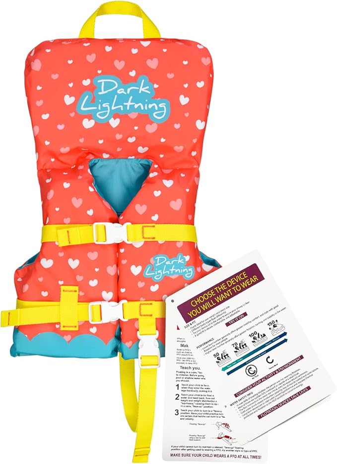 Dark Lightning USCG Approved Infant Life Jacket 0-30 lbs, Swim Vest for Baby/Toddlers 1-3 Year Old 20-30 lbs,Toddler Float...