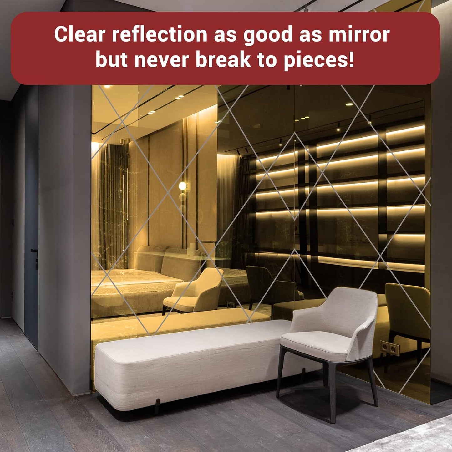 Enoin 2pcs 12 x 16 inch Gold Acrylic Sheet - Cut to Size Plexiglass Sheets 1/8 inch Thick, Small Wall Mirrors for Wall Decor DIY Craft Acrylic Sign