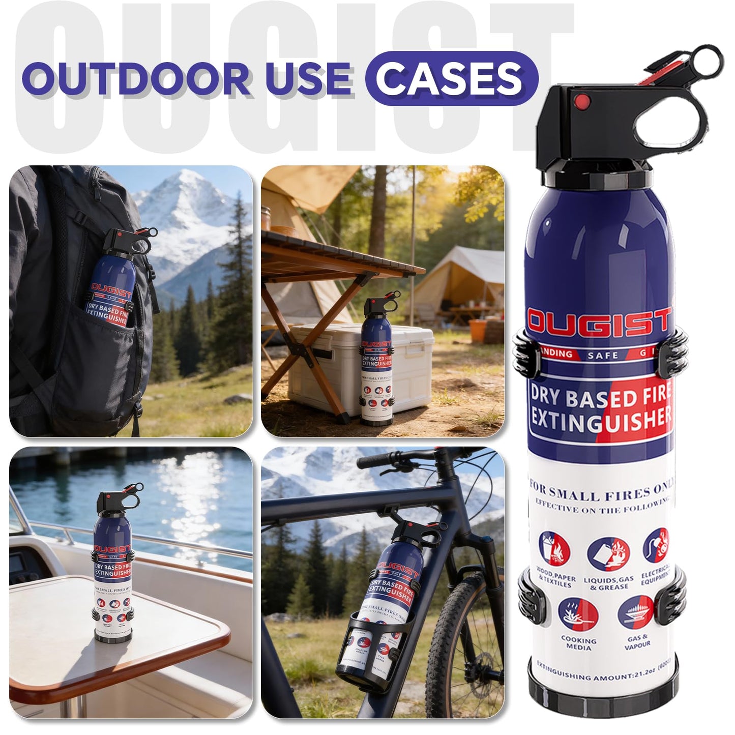 ABC Fire Extinguisher for Home & Vehicle - Portable Dry Chemical Fire Extinguisher | Grease & Electrical Fire Extinguisher for Kitchen, Car, Easy for All Ages to Use (2-Pack, 1.32lb Each)