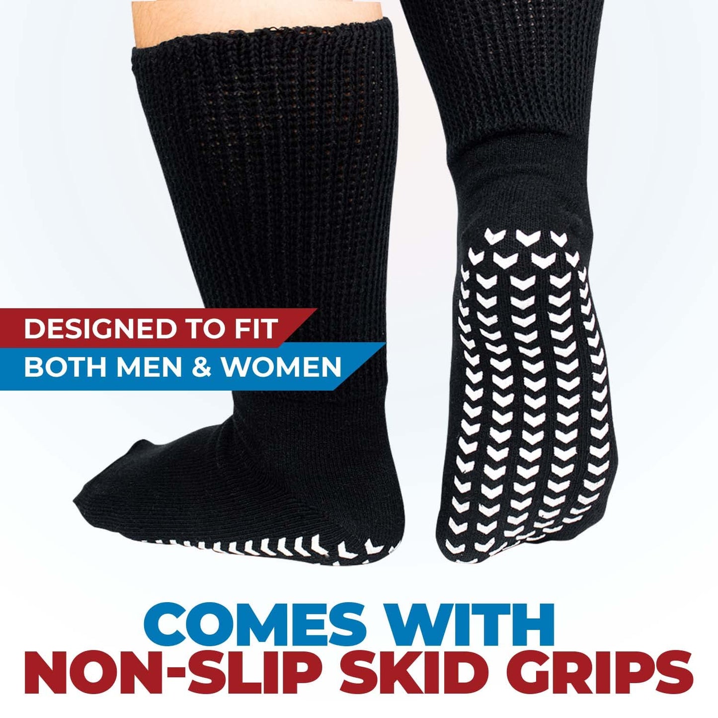 Extra Wide Socks for Swollen Feet, Bariatric Socks, Non Slip Socks Men, Hospital Socks, Swollen Feet Socks Women, Extra Wide Socks, Diabetic Socks for Men and Women, Hospital Socks - 3 pairs