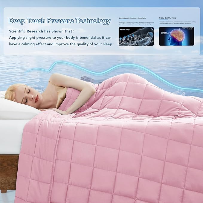 Topcee Weighted Blanket for Adults (10 lbs, 48" x 72") Twin Size Soft Cooling Heavy Blanket Sleeping, Apply to 90-110 lbs Body, Thick Breathable Blanket with Glass Bead, Easy Care
