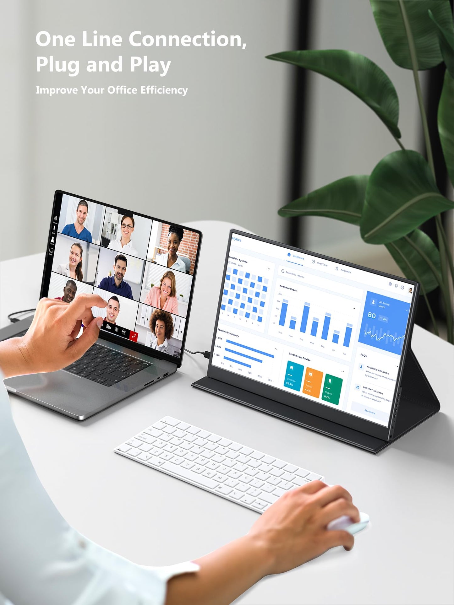 Portable Monitor, 14 Inch 3:2 Qhd Ips Laptop Display, Dual Usb C Hdmi Laptop Screen Extender, 2160 * 1440P Gaming Display With 2