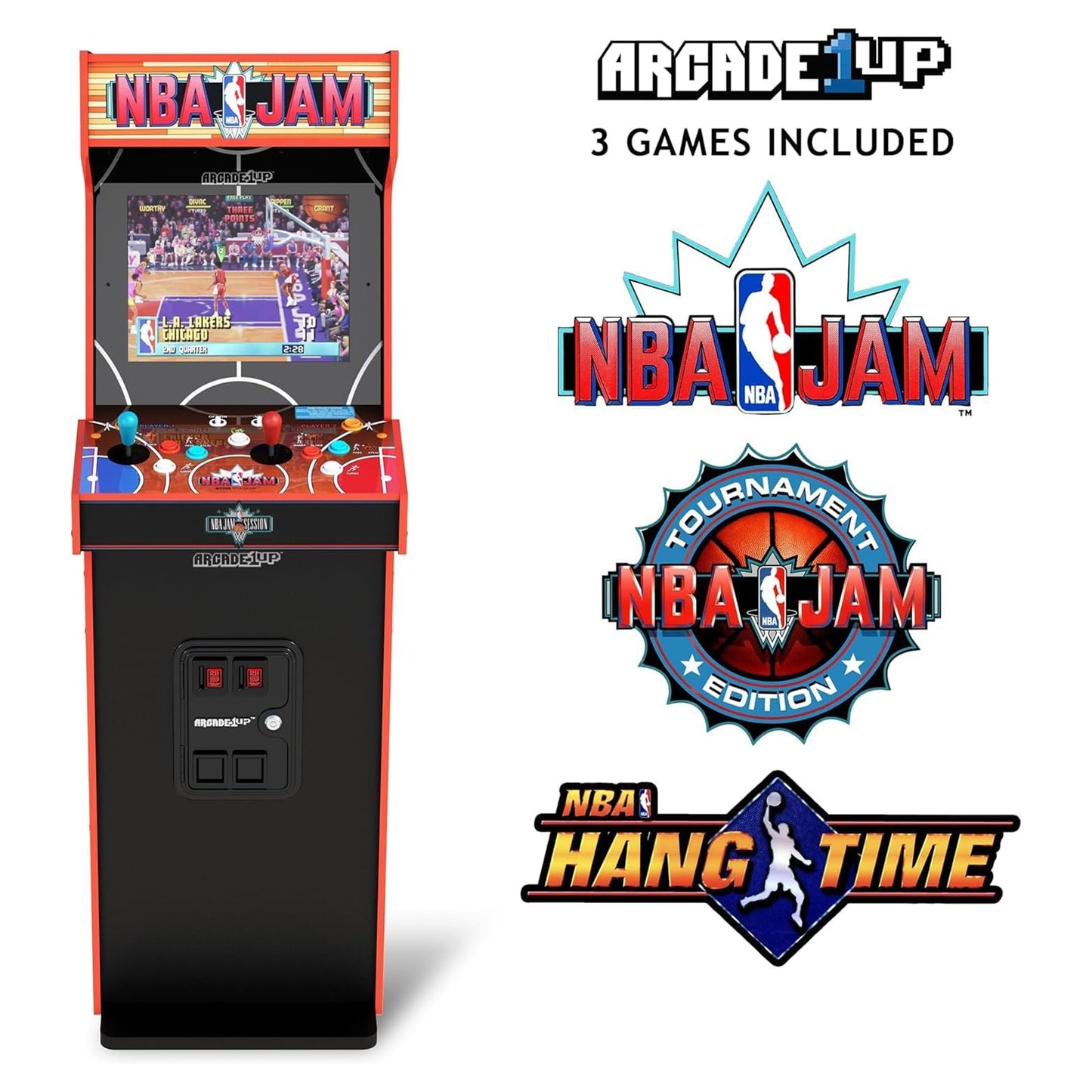 ARCADE1UP NBA Jam Deluxe 2-Player Control Panel Arcade Machine, Built for Your Home, 5 Foot Tall Cabinet with 3 Classic Games