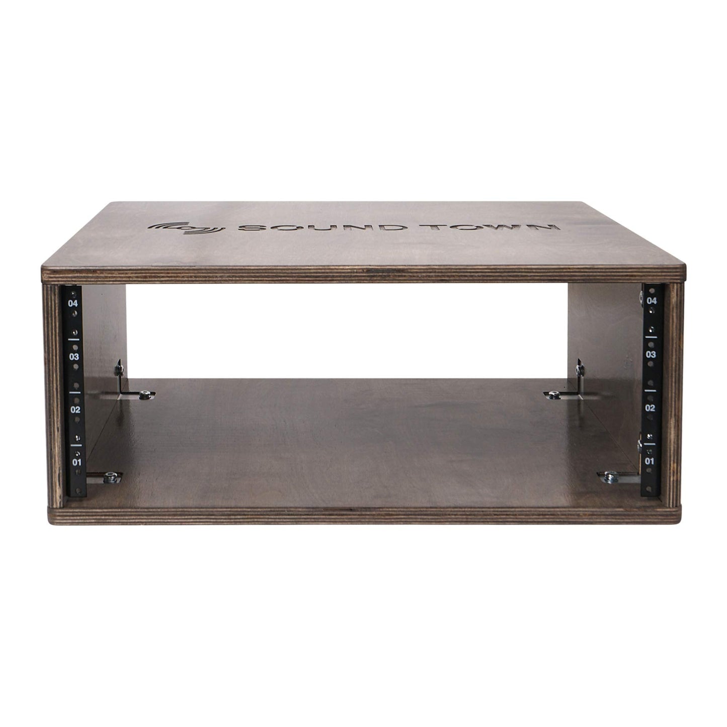 Sound Town Diy 4U Studio Rack With Baltic Birch Plywood, Weathered Brown (Sdrk-Y4B)