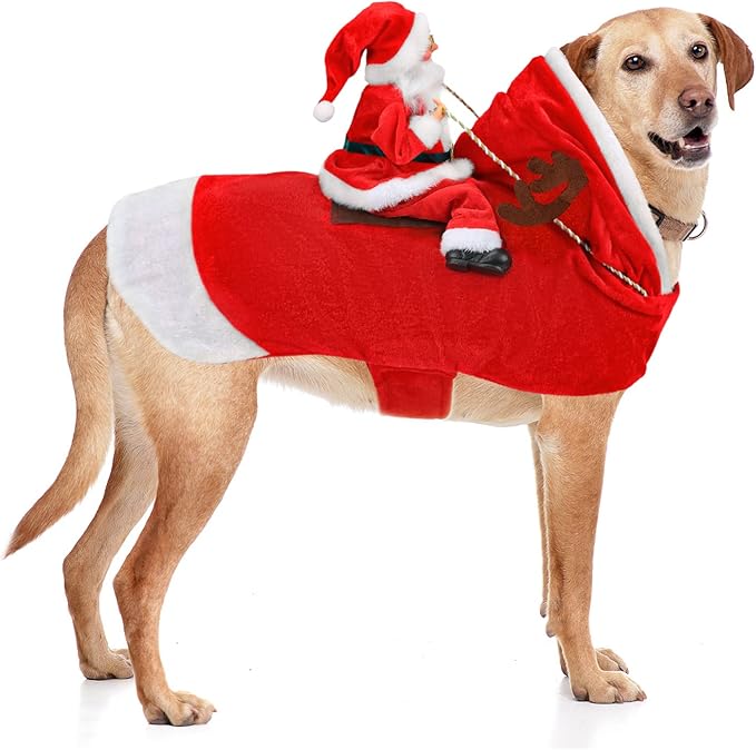 BWOGUE Santa Dog Costume Christmas Pet Clothes Santa Claus Riding Pet Cosplay Costumes Party Dressing up Dogs Cats Outfit ...