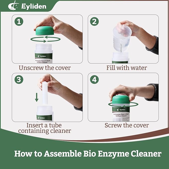 Eyliden Spray Mop - Includes Bio-Enzyme Multi-Surface Cleaner Concentrate, 2 Microfiber Pads | All-in-One Solution Floor Cleaning Kit, Long-Lasting Freshness Wet Mops for Hardwood, Tile, Marble