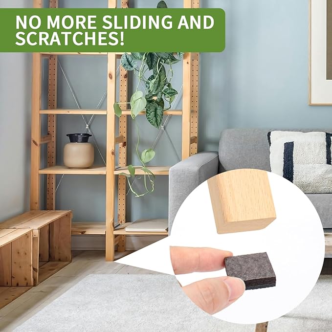COVERCORNER Non Slip Furniture Pads 36 PCS 1'' Square - Anti Slip Furniture Pads - Self Adhesive Rubber Feet Furniture Feet - Chair Leg Floor Protectors - Keep Furniture in Place