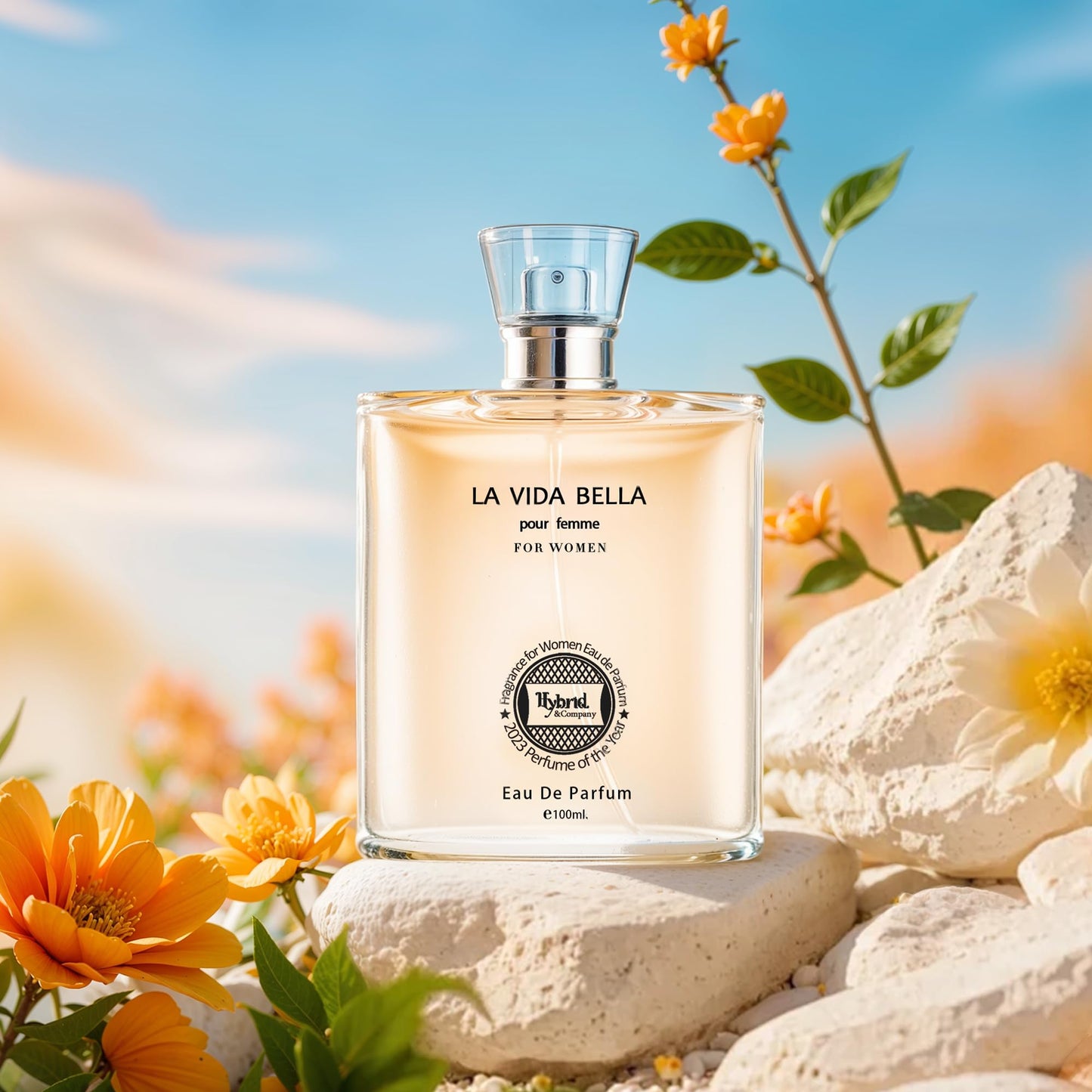 Hybrid & Company La Vida Bella Fragrance for Women Eau De Parfum Natural Spray Elegant Scent, 3.4 Fl Oz