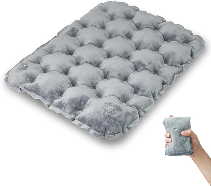 YEEKORO Inflatable Seat Cushion, Lightweight Camping Air Sitting Pad with Repair Cloths, Waterproof Air Seat Cushion, Portable Push-Press Seat Cushion for Airplane Travel Hiking Office Stadium Seat