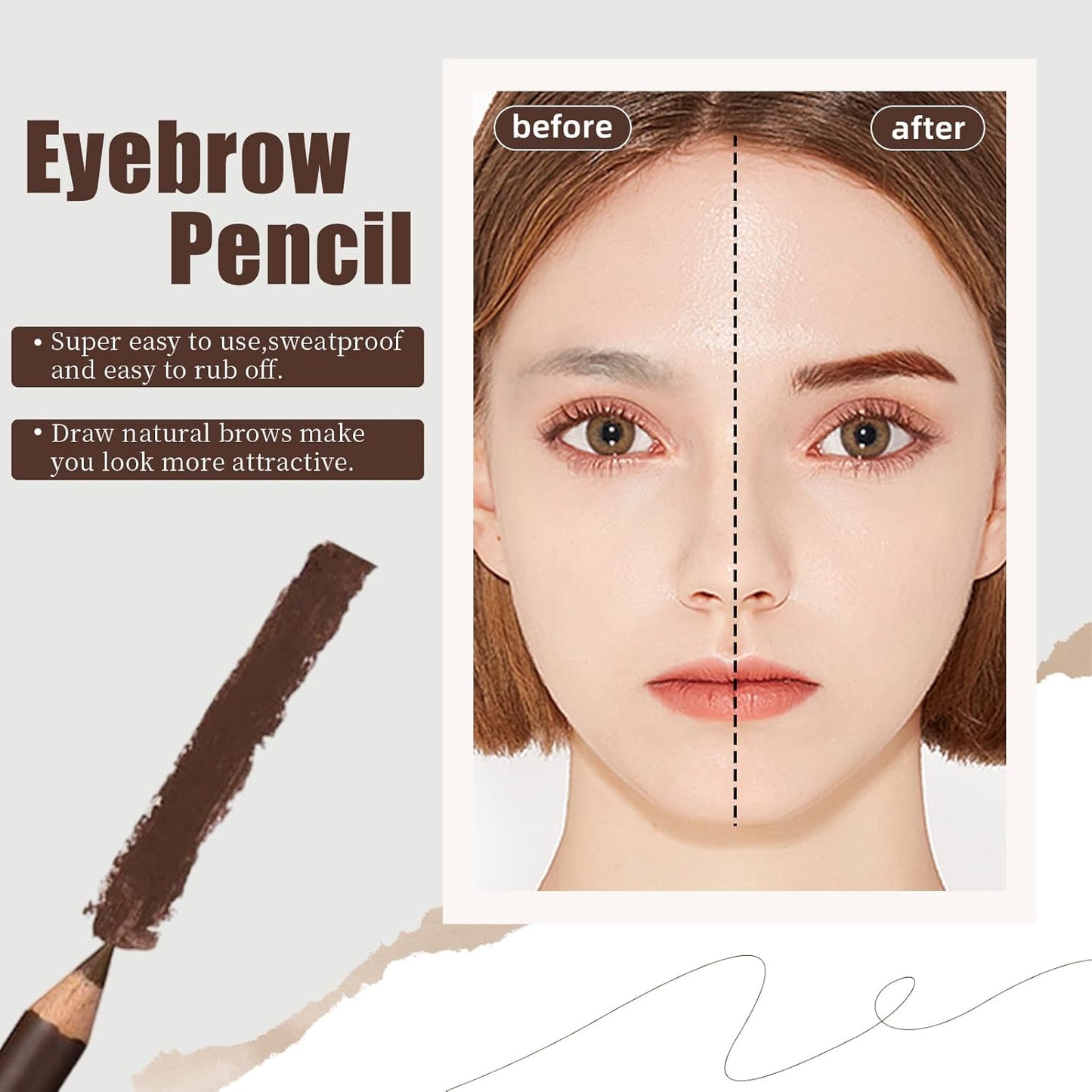 Go Ho 12 PCS Eyebrow Eyeliner Pencils,Black Brown Dark Brown Sweatproof Eye Brow Pencil,Long-lasting Eyeliner Makeup Brow Tint Sticks, 3 Colors Easy to Color（Black+ Brown+Dark Brown）