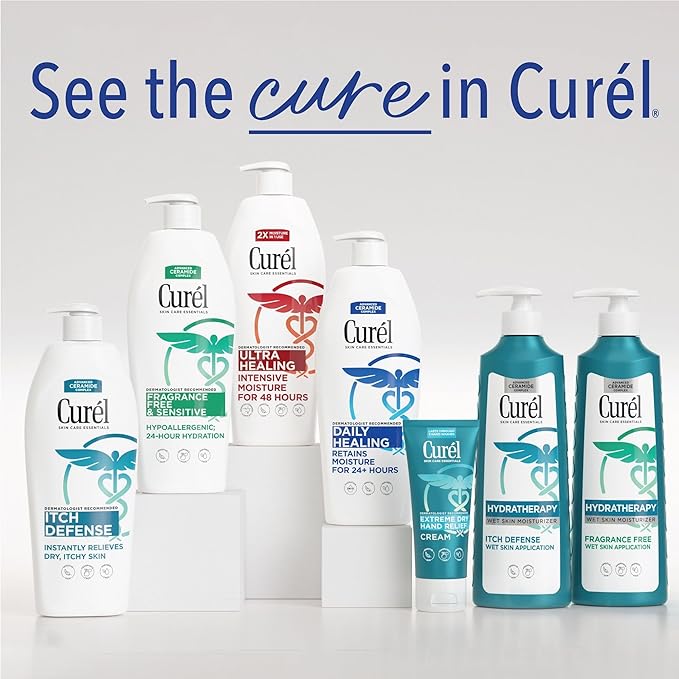 Curel Daily Healing Body Lotion for Dry Skin, Dermatologist Recommended Hydrating Body Lotion with Advanced Ceramides Complex, 20 Oz, Pack of 4
