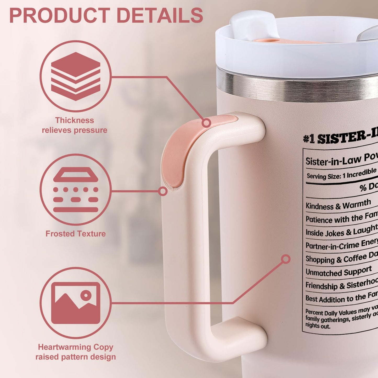 VoziSpace Best Sister-in-Law Tumbler Birthday Gifts for Women, Mother’s Day Stainless Steel Insulated Travel Cup with Lid, Funny Gift for Sister-in-Law