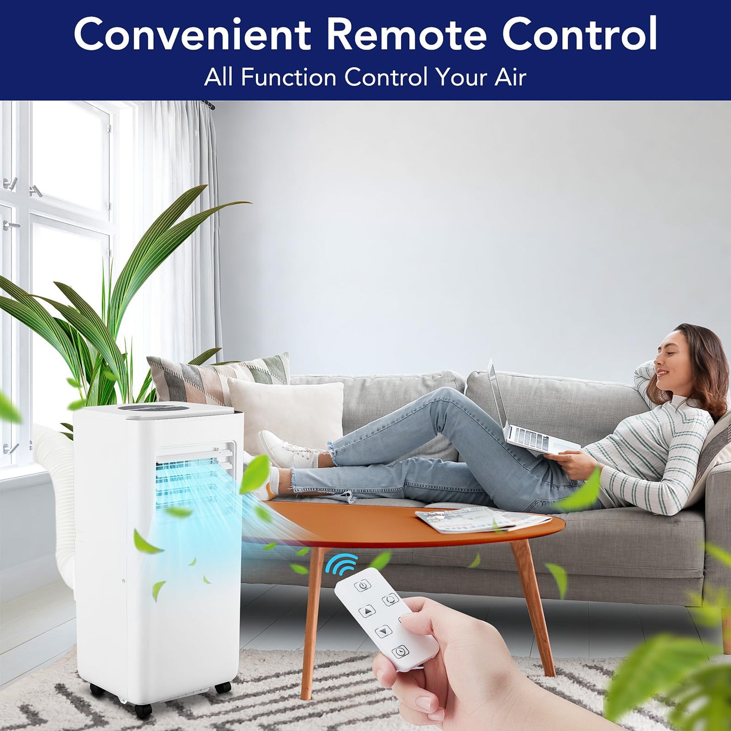 10000 Btu Portable Air Conditioners With Remote Control, 3-In-1 Free Standing Cooling Ac Unit With Dehumidifier Fan Function, Co