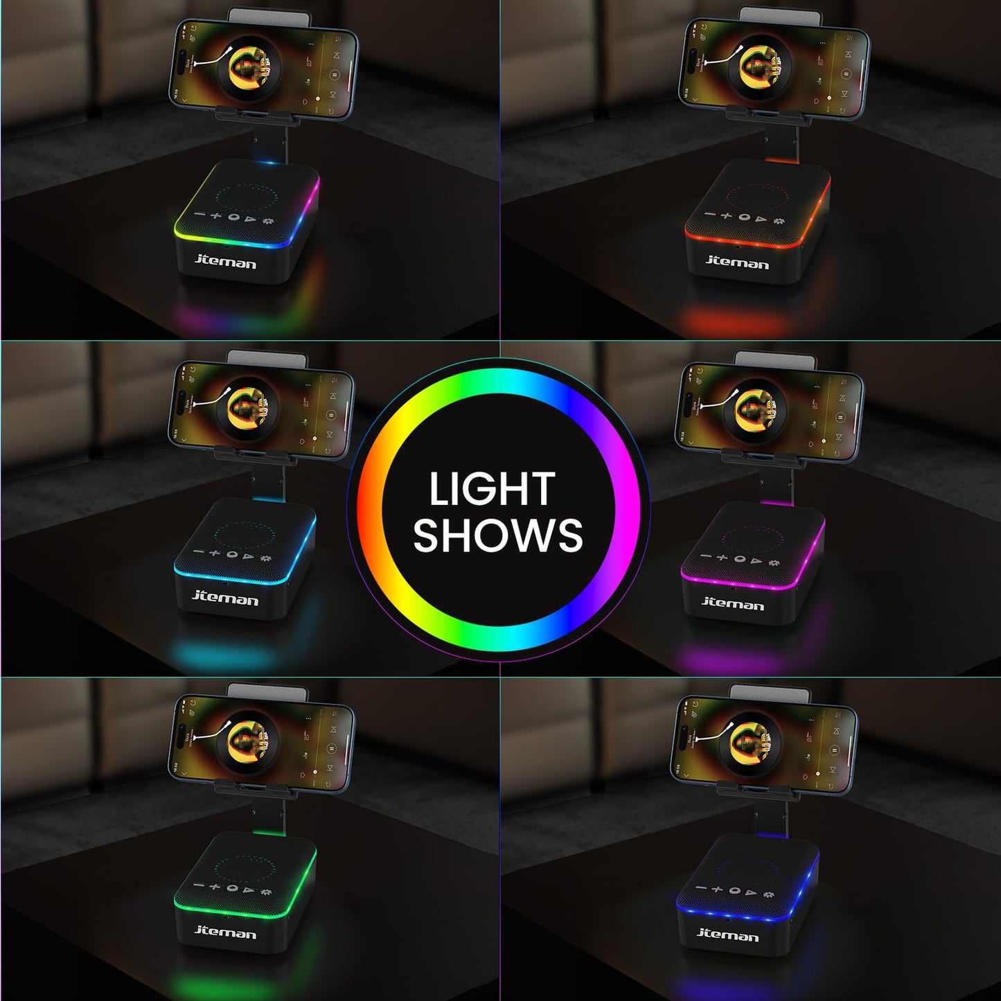 JTEMAN Gifts for Men Women,Cell Phone Stand with Bluetooth Speaker,LED Light,and Lanyard,Cool Tech Gadgets,Unique Birthday Gifts for Men Husband Mom Dad