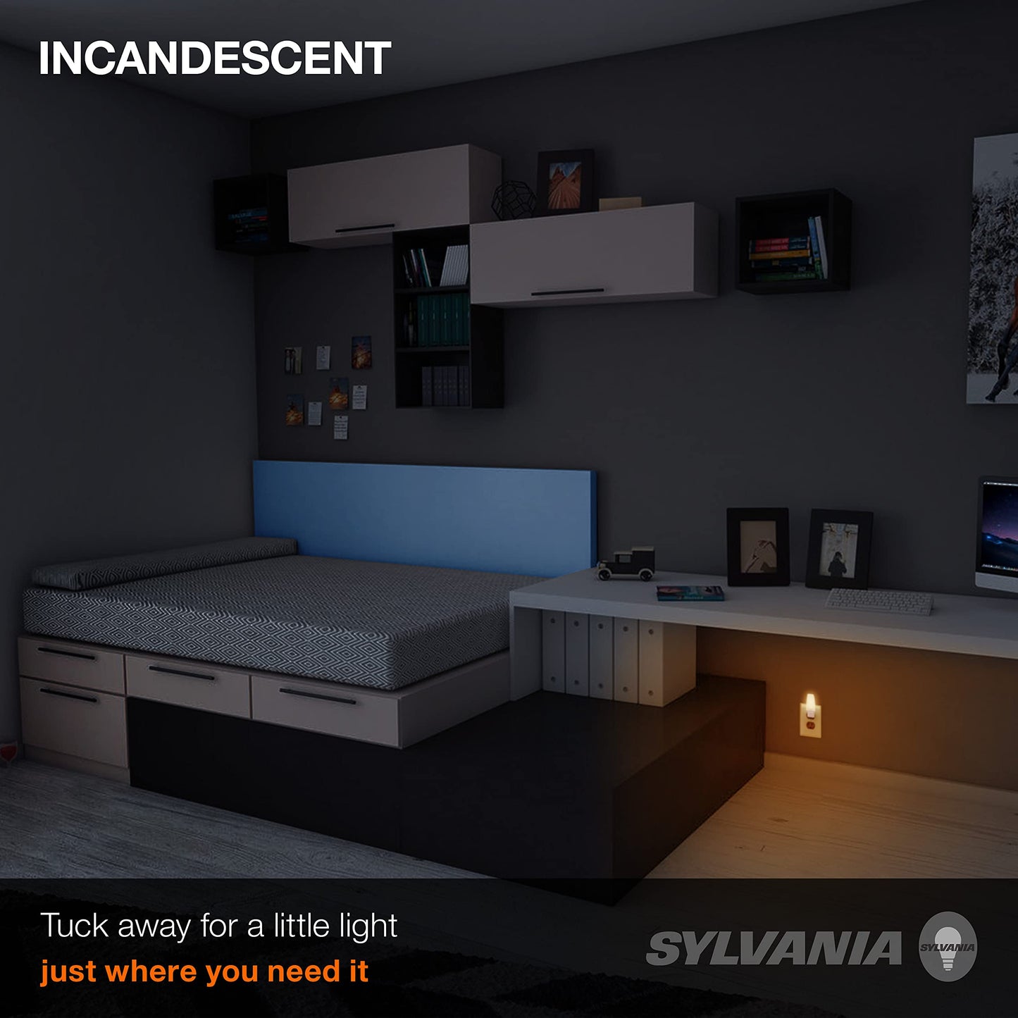 Sylvania Incandescent 4W C7 Night Light Bulb, E12 Candelabra Base, 15 Lumens, Frosted Finish, 2850K, White - 4 Pack (13553)