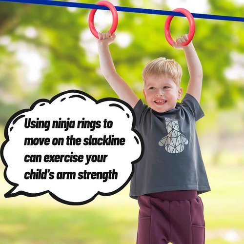 Ninja Warrior Obstacle Course for Kids Outside-Ninja Slackline 52ft with 11 Durable Obstacles-Climbing Net,Wheel, Warrior Gymnastics & Monkey Bars,Slack Lines for Backyard for Kids.