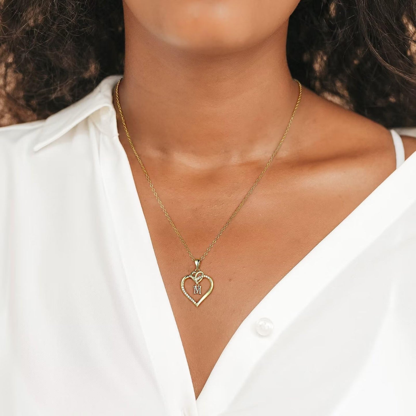 STORUP Heart Initial Necklaces for Women, 14K Gold Plated Heart Initial A Pendant Necklace Gift Dainty Heart Necklaces for Women Jewelry Birthday Gifts for Women Her Mom Wife