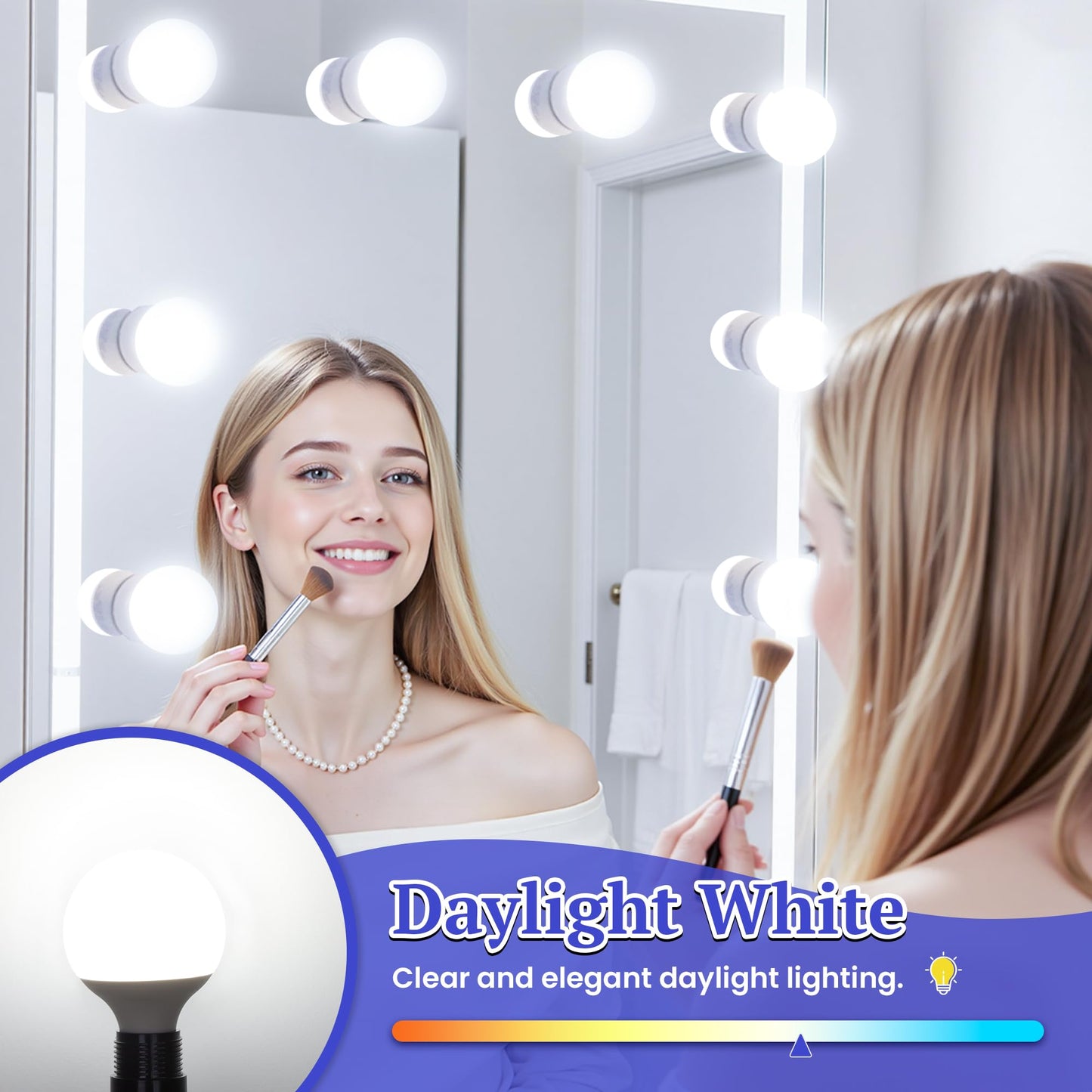 MAXvolador G25 LED Globe Light Bulbs 60W Equivalent, Daylight White 5000K Bathroom Vanity Round Bulb, 500LM E26 LED for Makeup Mirror, Non-Dimmable 4 Pack