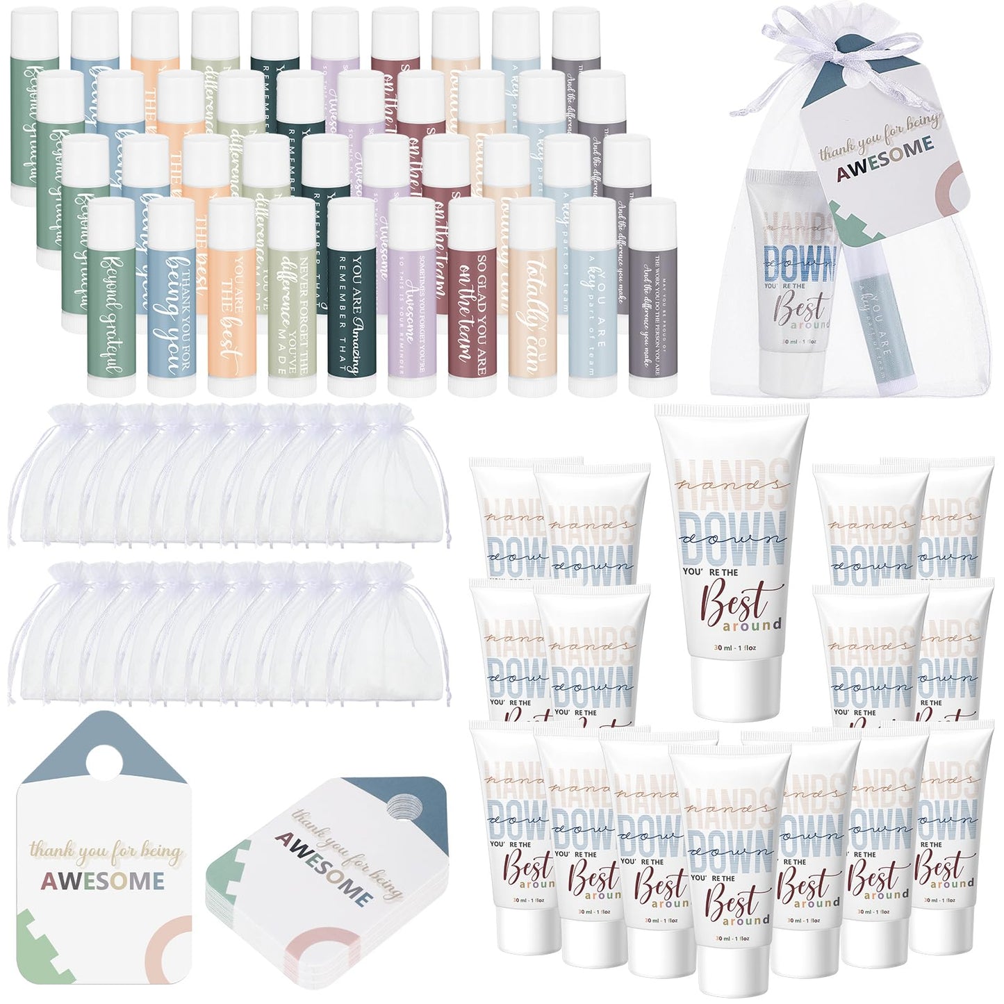 Heigble 20 Sets Back to School Teacher Appreciation Gifts Bulk Lip Balms and Hand Cream Employee Appreciation Inspirational Hand
