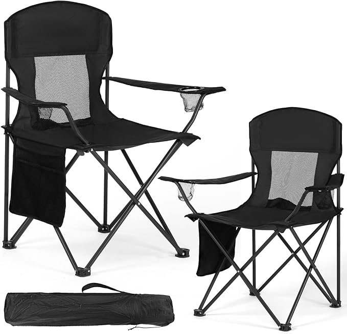 WEIDIORME 2 Pack Lightweight Camping Chairs, 300LBS Heavy-Duty Portable Folding Chairs with Carry Bag, Compact Design for Camping, Beach, Picnics, and Outdoor Event