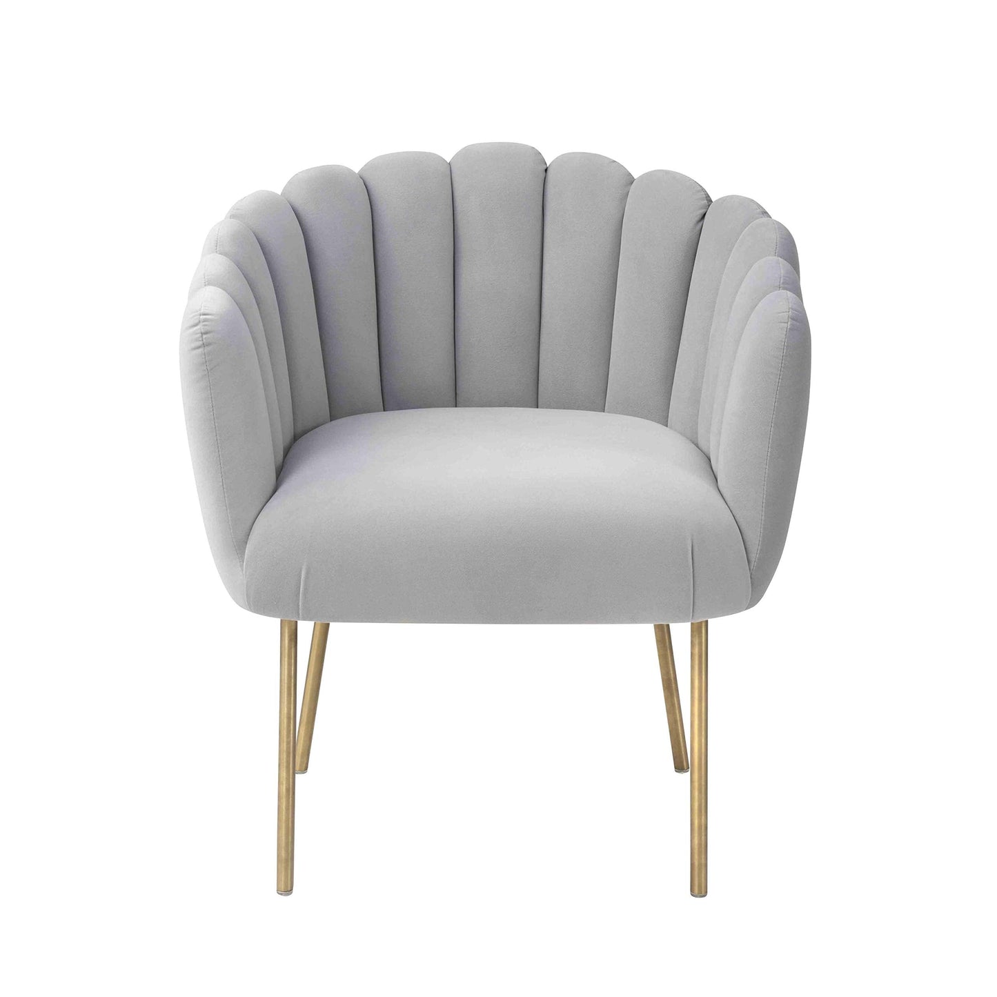 MEXIYA Doloris Modern Light Grey Easy Clean Velvet Upholstered Feather Side Chair with Brushed Gold Leg