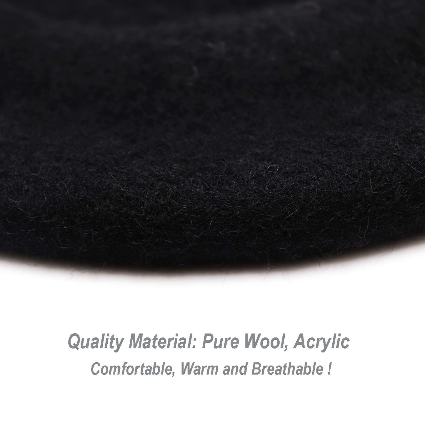 Wheebo Berets for Kids Wool French Beret Hats Artist Painter Hats for Little Girls Boys Solid Color Style(Black)