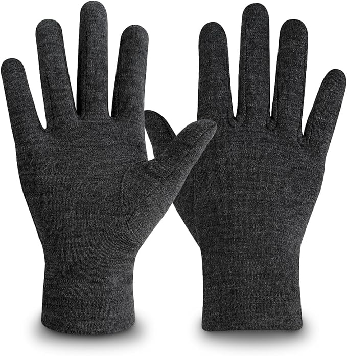 Merino Protect 100% Merino Wool Gloves For Kids Men Women Touch screen Thermal Glove Liners Ski Cold Weather