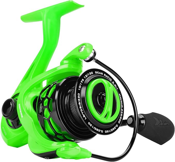 KastKing Zephyr Spinning Reels – 7+1/6+1 BB – Carbon Fiber Drag – Stainless Steel Shaft – Aluminum & CNC Spool – Black/Gre...