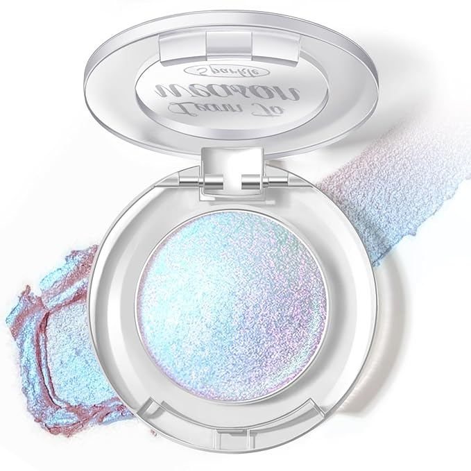 HOSAILY Holographic Duochrome Blue Glitter Eyeshadow, Color Shift Metallic Shimmer Eyeshadow Palette, Chameleon Sparkle In...