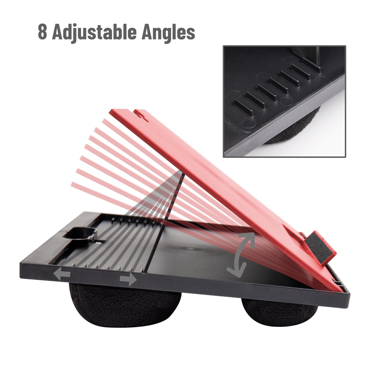 Mind Reader Lap Desk Laptop Stand, Bed Tray, Collapsible, Cushion, Portable, Dorm, Plastic, 14.75" L x 11" W x 7.3" H, Red