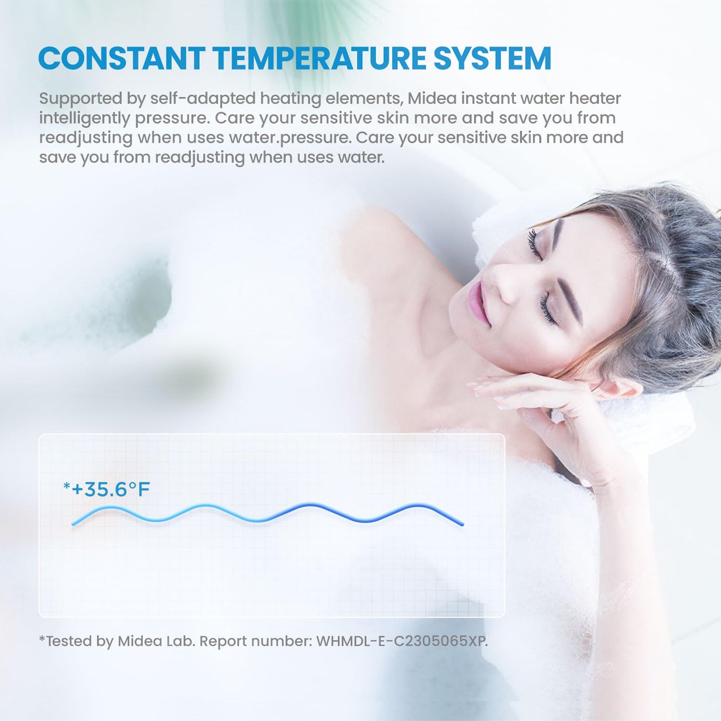 Midea 18KW Electric Tankless Water Heater, Touch Control, Wi-Fi Control, LED Display, Child Mode, 240 Volts with Automatic Power Modulation, On-demand Hot Water, White