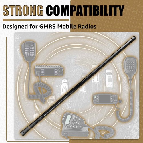 Retevis GMRS Mobile Antenna, Heavy Duty Fiberglass GMRS Antenna, 6.5dB 462-467MHz, Spring Base with 16ft RG-58U Coaxial Cable, Compatible with Midland Radio Retevis RT97 RA86(1Pack)
