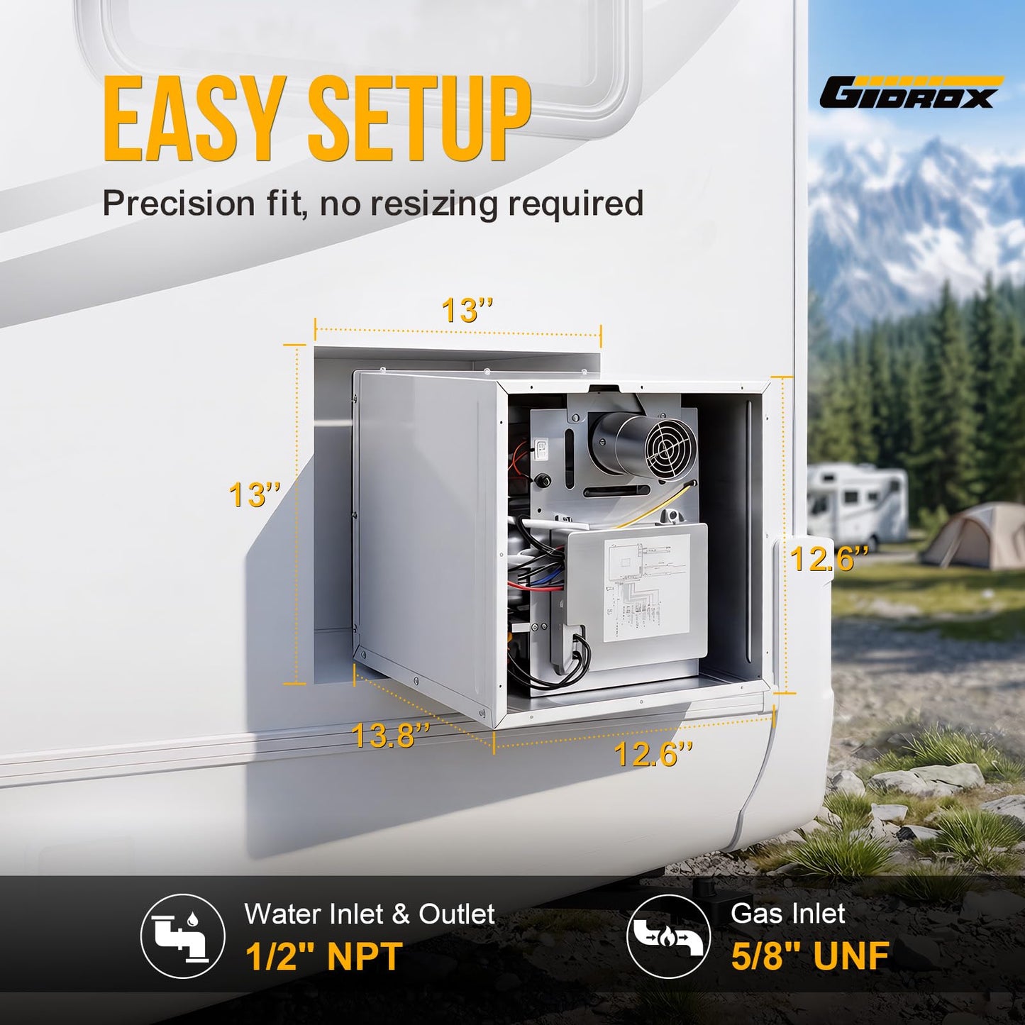 RV Tankless Water Heater - Endless Hot Water for Camping & High Altitude, 12V DC Propane Gas, High Altitude Ready (9,800ft), CSA Certified with Digital Display for Travel Trailers Pearl White