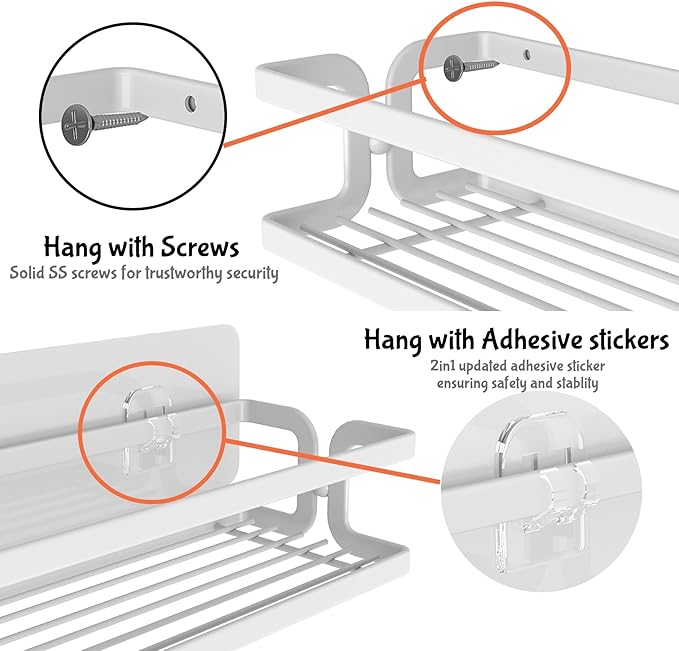 3 Pack Wall Mounted White Spice Rack With Paper Towel Holder and Hooks, Space Saving Adhesive Hanging Spice Rack for Spice Jars and Seasonings,Spice Racks Organizer for Cabinet,Pantry Door
