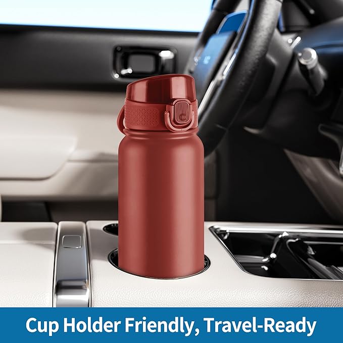 GOPPUS 20 Oz Insulated Stainless Steel Water Bottle BPA-Free Sports Water Bottle, Great for Travel, with Chug Lid - Leak & Sweat Proof with Anti-Dust Lid(red)