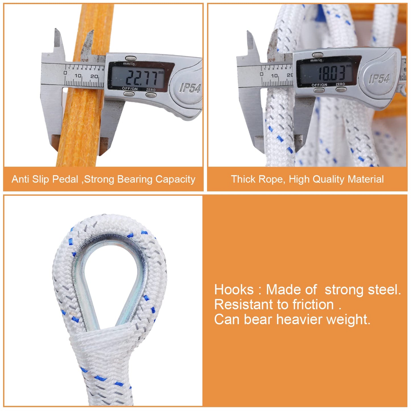 Rope Ladder,13 Feet Emergency Fire Escape Ladders Flame Resistant Safety Rope Ladder with Hooks,Fast to Deploy Sturdy and Strong Portable and Reusable 2 Story,Weight Capacity up to 2000 Pounds