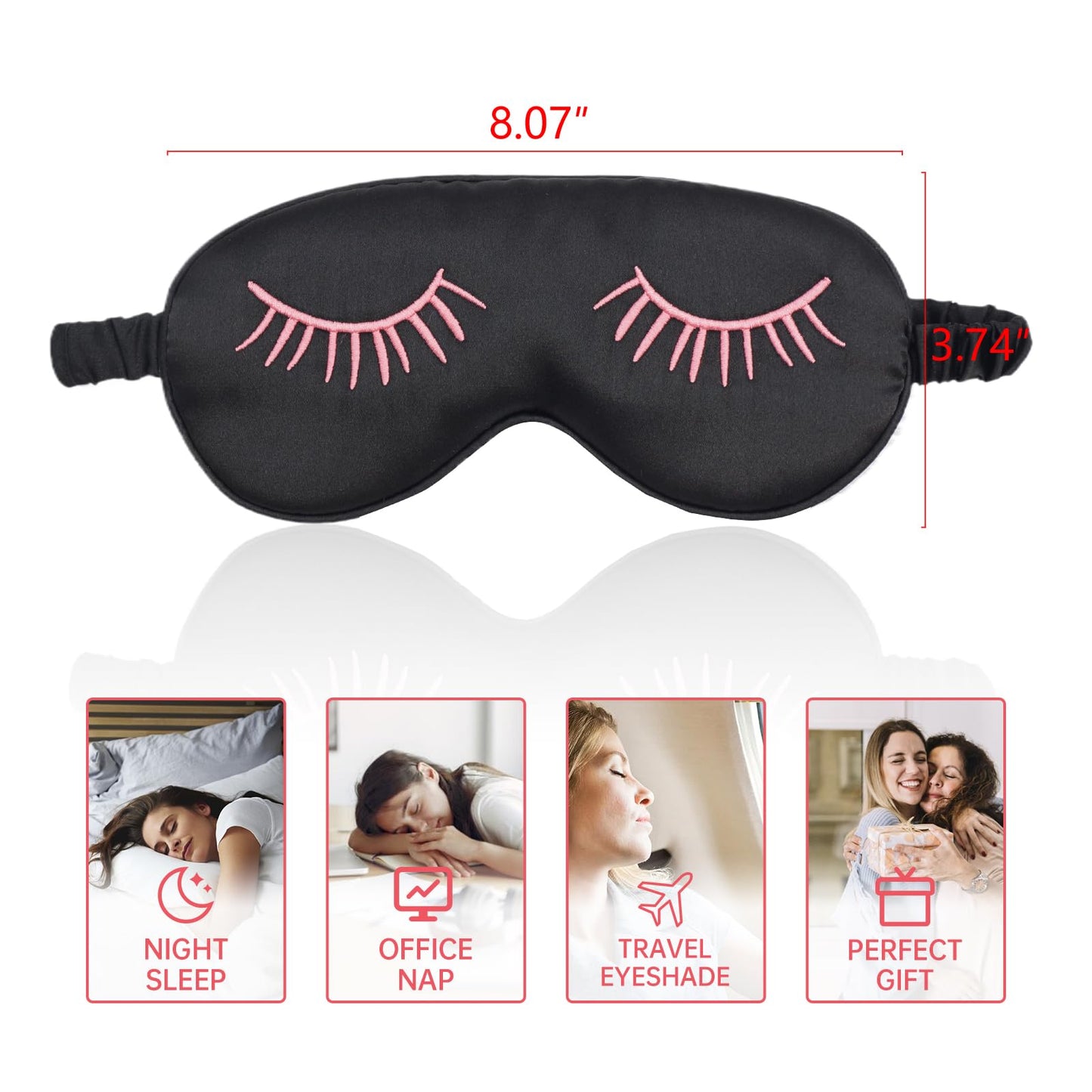 4 Pack Eye Mask for Sleeping Silky Funny Soft Satin Sleep Shade Cover Blindfold with Elastic Strap Travel Nap Blackout for Women Men