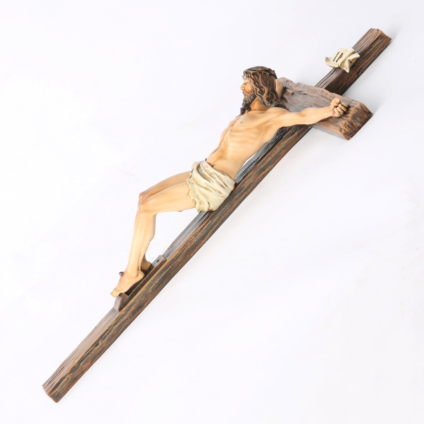 BC Catholic Crucifix Wall Cross, Jesus Christ Inspirational Home Décor, Religious Devout Gift, 10"H, Renaissance Sculpture Handmade by Buildclassic