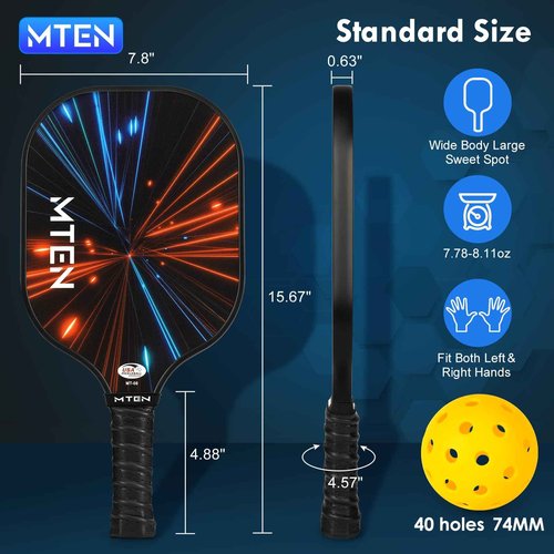 Pickleball Paddles, Pickleball Paddles Set of 4, USAPA Approved Fiberglass Rackets, 4 Paddles, 4 Balls,1 Carry Bag, 4 Grip Tape, Pickle Balls Paddles for Famliy
