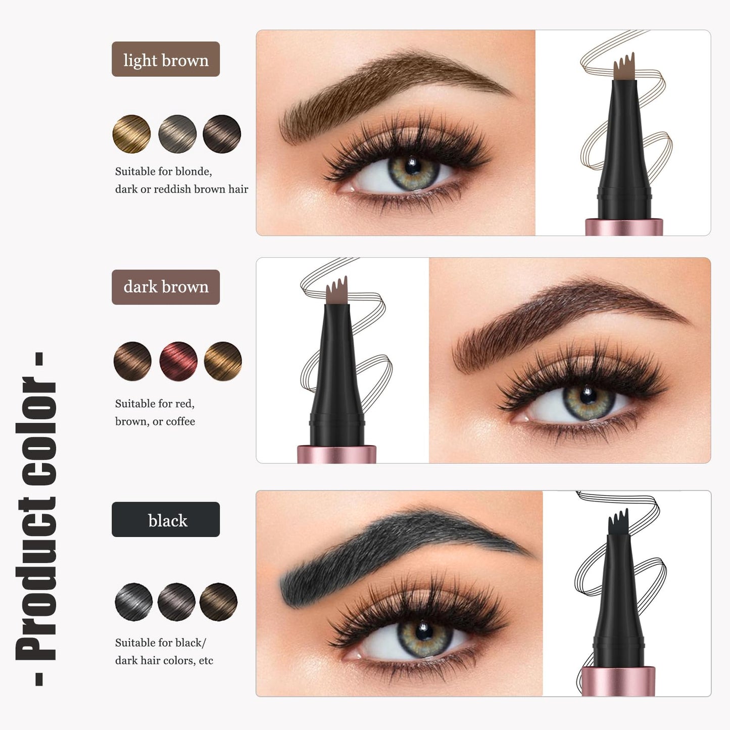 Magic Eyebrow Pencil, Waterproof Microblading Eyebrow Pen for Women with 4 Fork Tip for Natural-Looking Hair-Like Defined Brows