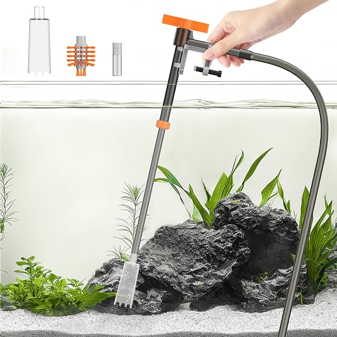 Pawfly Aquarium Water Changer Kit Fish Tank Siphon Vacuum Cleaner with 3.75 Feet Long Hose and Extendable Tubing Manual Aq...
