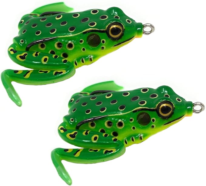 Reaction Tackle Hollow Body Frogs with Swimming Legs for Bass Fishing - Ultra Realistic Weedless Top Water Frog Lure for B...