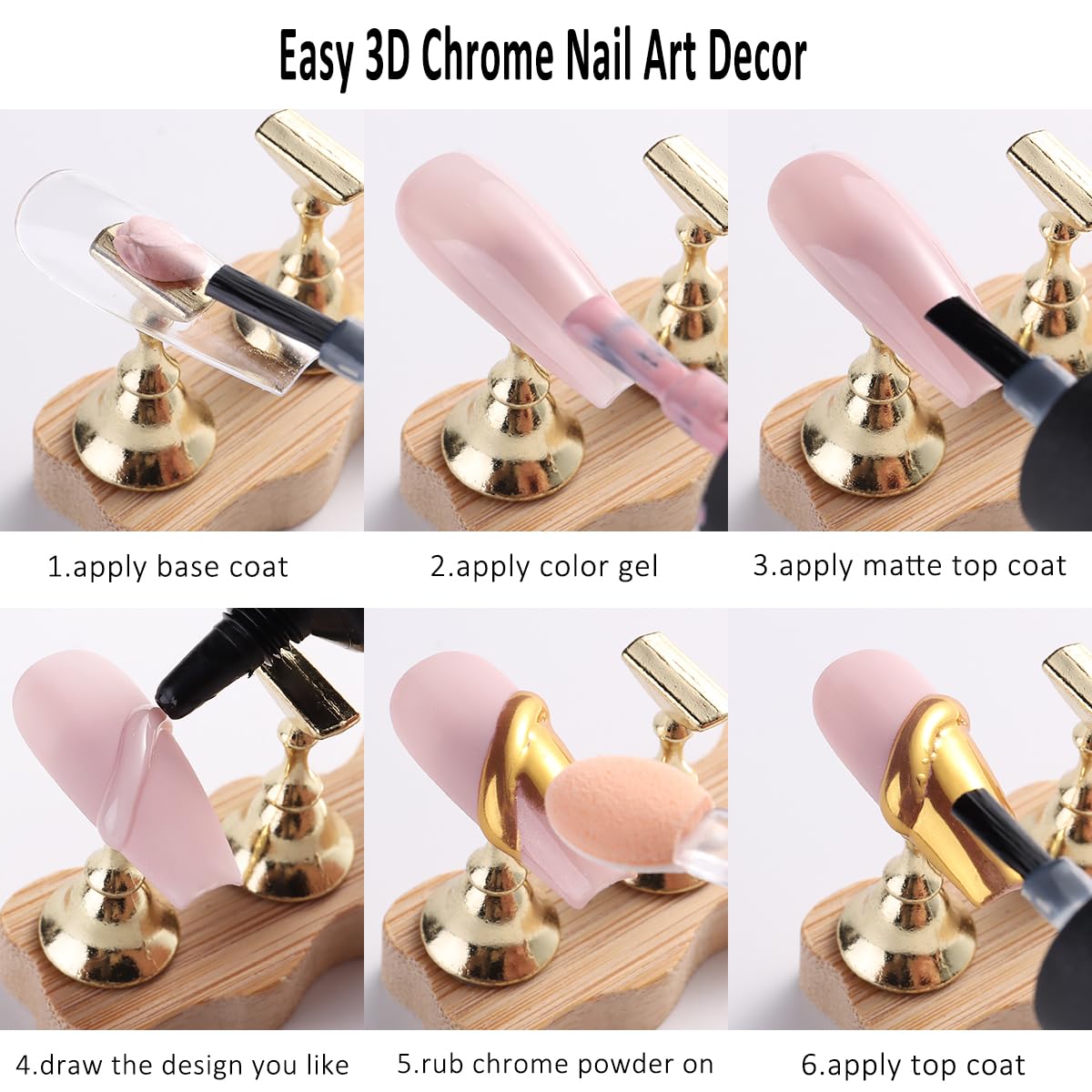 Fcozpjk 3D Sculpting Gel for Nail Art - 2PCS 10g Clear Liner Polish Carving Modeling Kit With Gold Silver Chrome Powder for 5D E