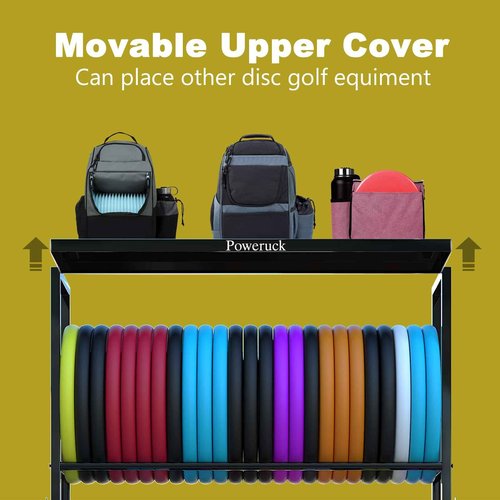 Poweruck Disc Golf Storage Racks, Large Capacity Storage Holder Rack for Sports Discs, 4 Tier Metal Shelves Organizer for Home Garage Basement