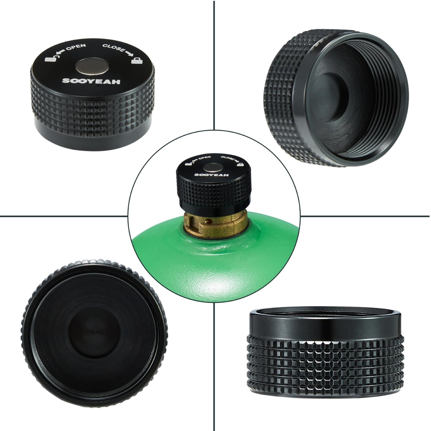 SOOYEAH 1LB Propane Cylinder Protect Caps with Magnetic,Sealed Caps(pack of 4PCS),Metal Material-Black